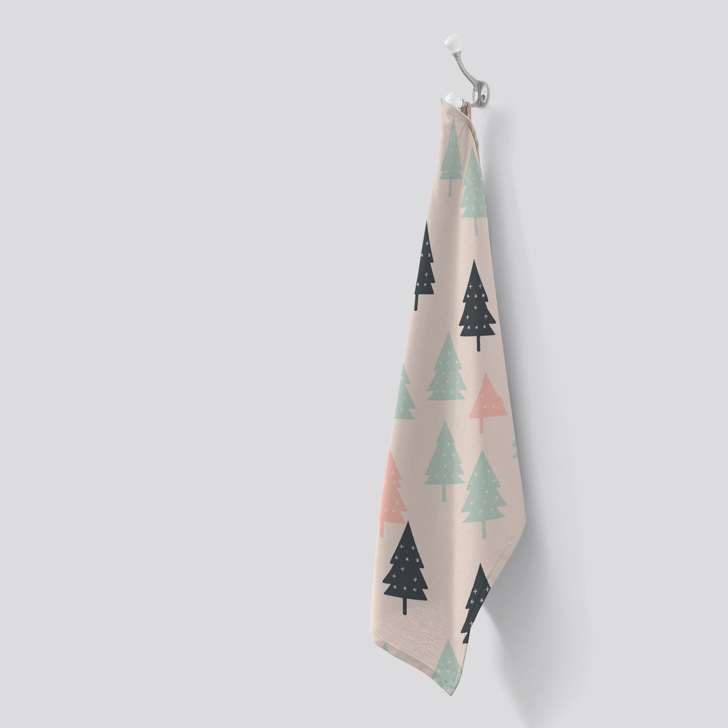 Christmas Tree Silhouette Pattern Tea Towel