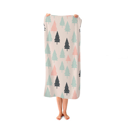 Christmas Tree Silhouette Pattern Beach Towel