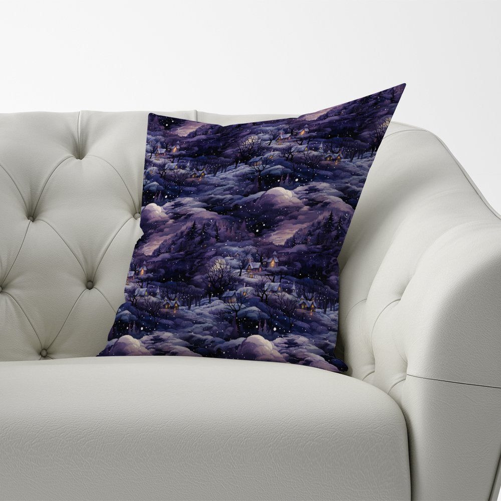 Snowy Christmas Village On A Starry Night Cushions