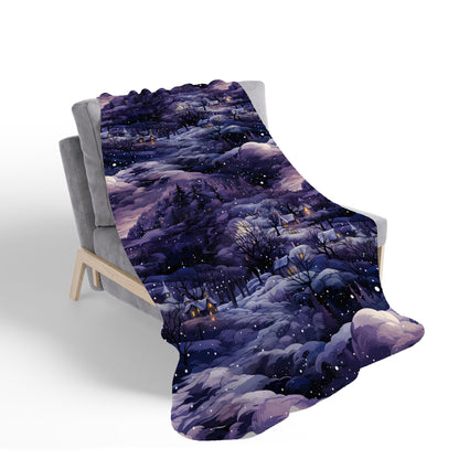 Snowy Christmas Village On A Starry Night Sherpa Blanket