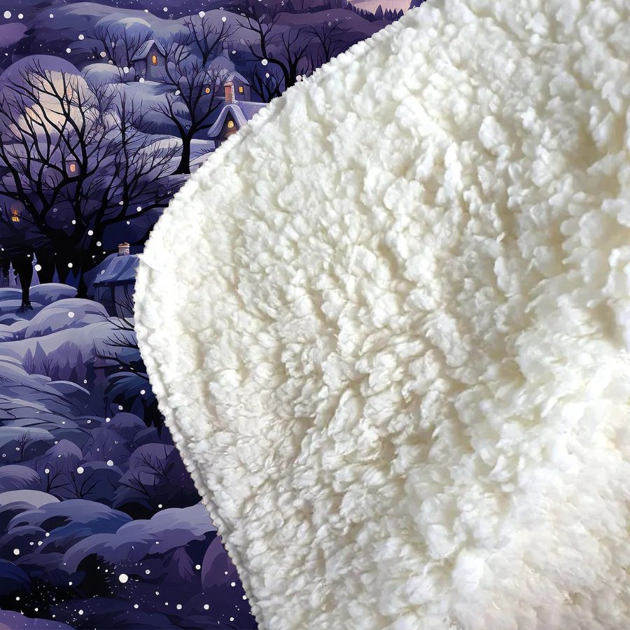 Snowy Christmas Village On A Starry Night Sherpa Blanket