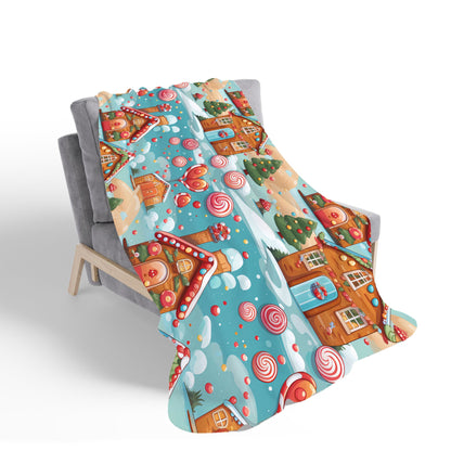 Christmas Gingerbread House Sherpa Blanket