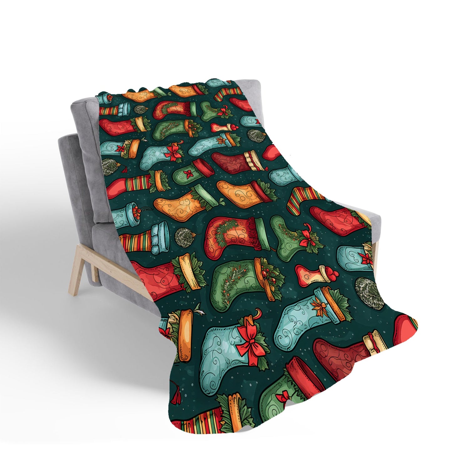 Christmas Stockings Sherpa Blanket