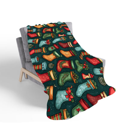 Christmas Stockings Sherpa Blanket