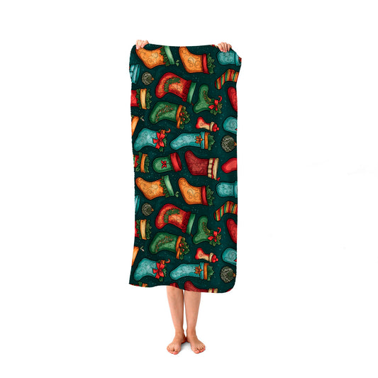 Christmas Stockings Beach Towel