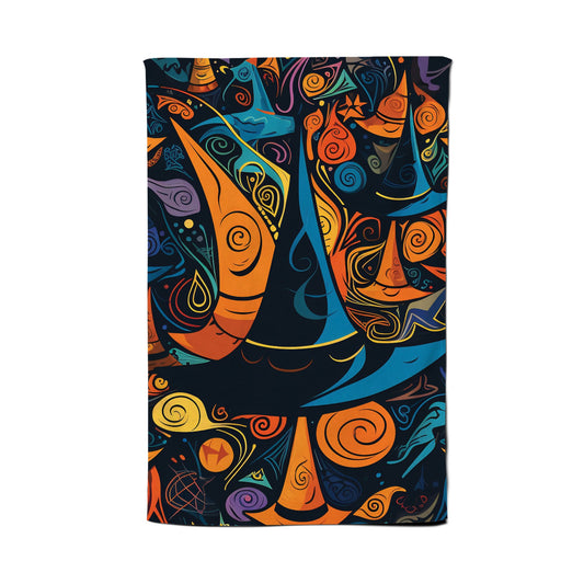 Imaginative Abstract Witches Hats Tea Towel