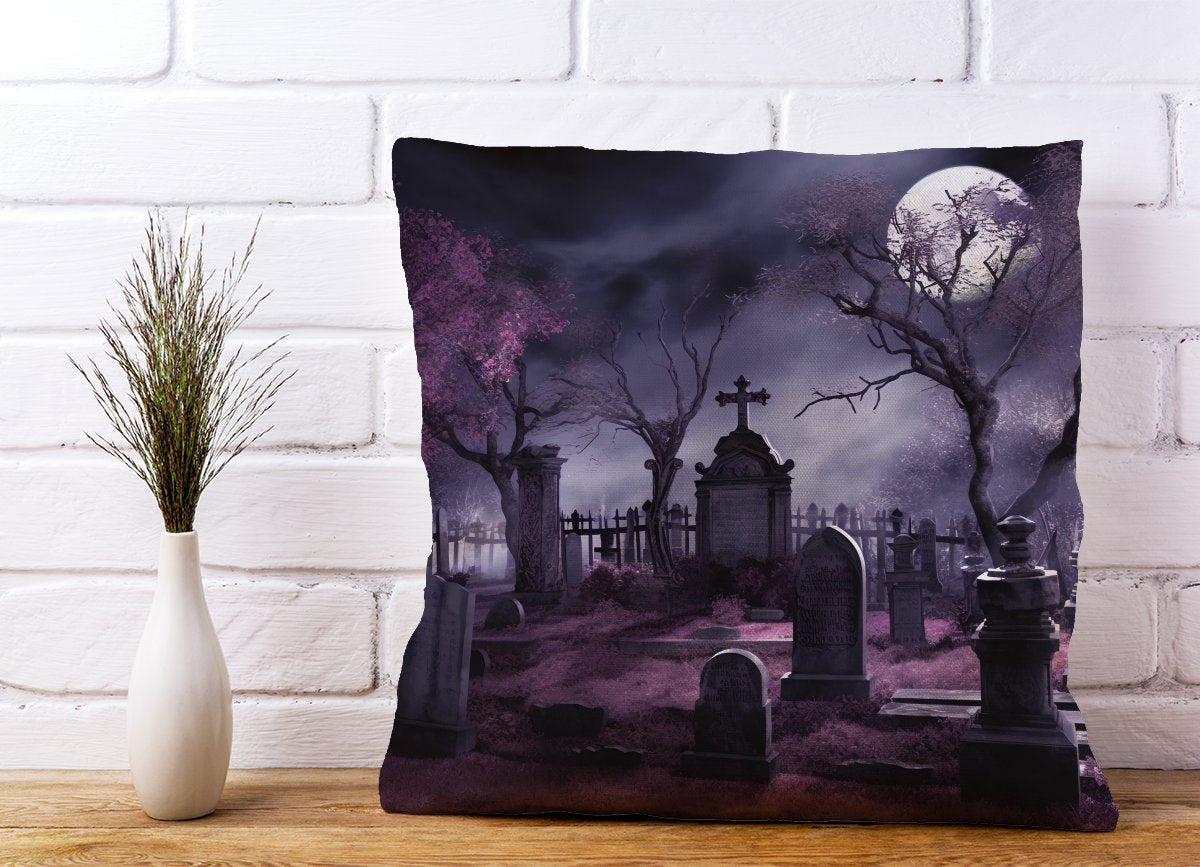 Witchs Moonlit Cemetery Design Cushions