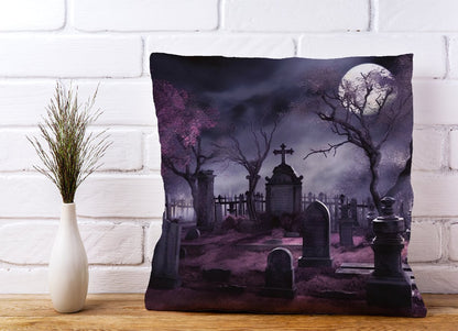 Witchs Moonlit Cemetery Design Cushions