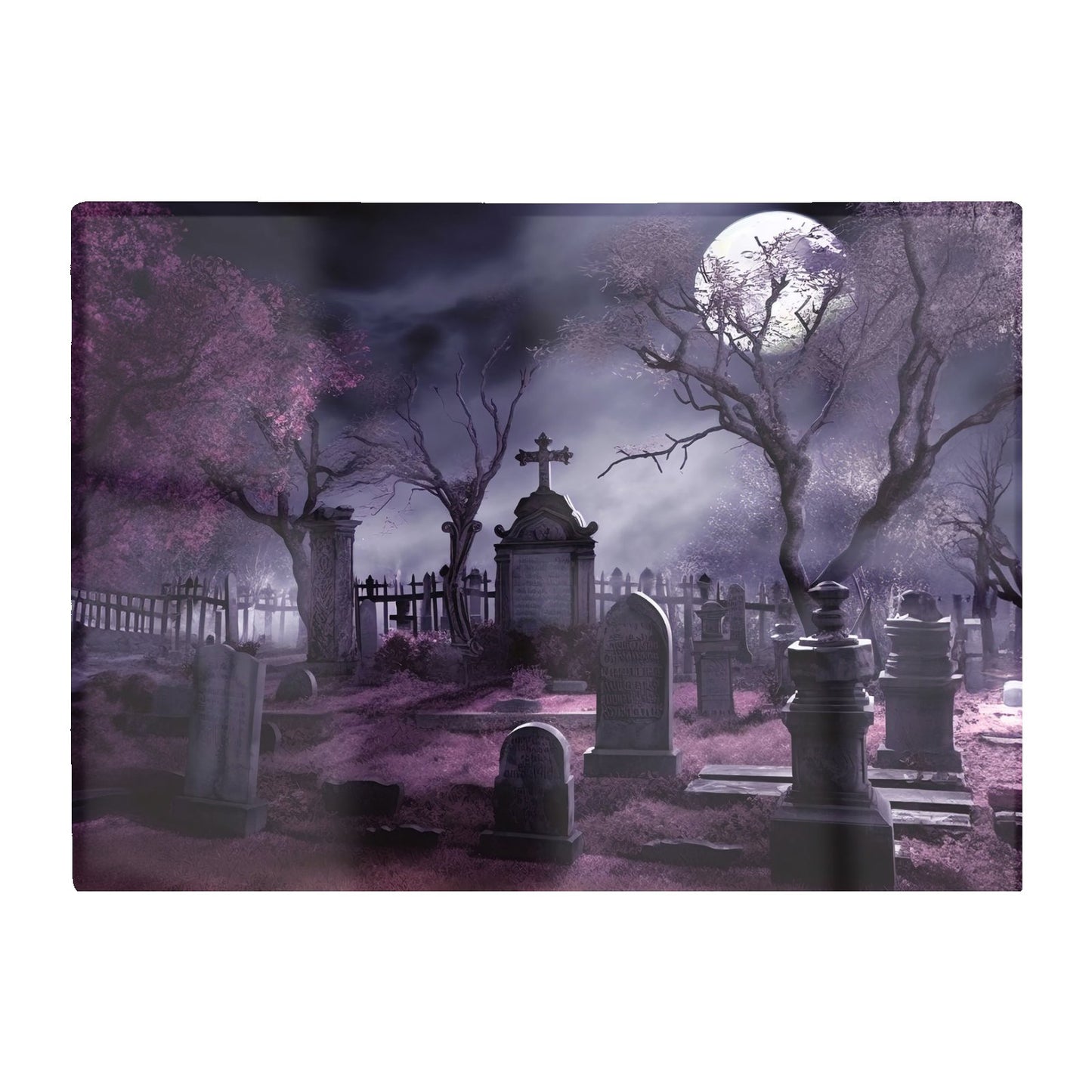 Witchs Moonlit Cemetery Design Glass Chopping Board