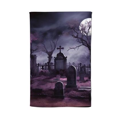Witchs Moonlit Cemetery Design Tea Towel