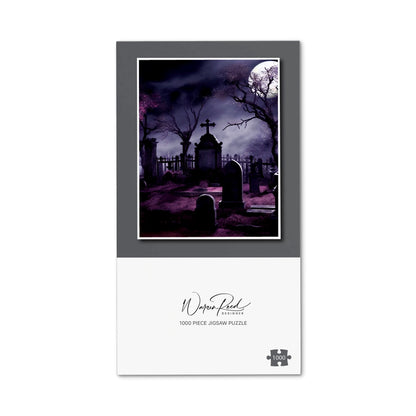 Witchs Moonlit Cemetery Design Jigsaw Puzzle