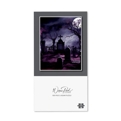 Witchs Moonlit Cemetery Design Jigsaw Puzzle