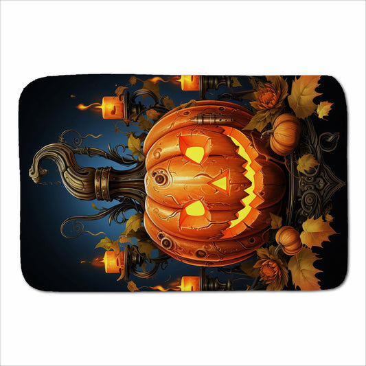 Spooy Pumpkin And Small Candles Sherpa Blanket