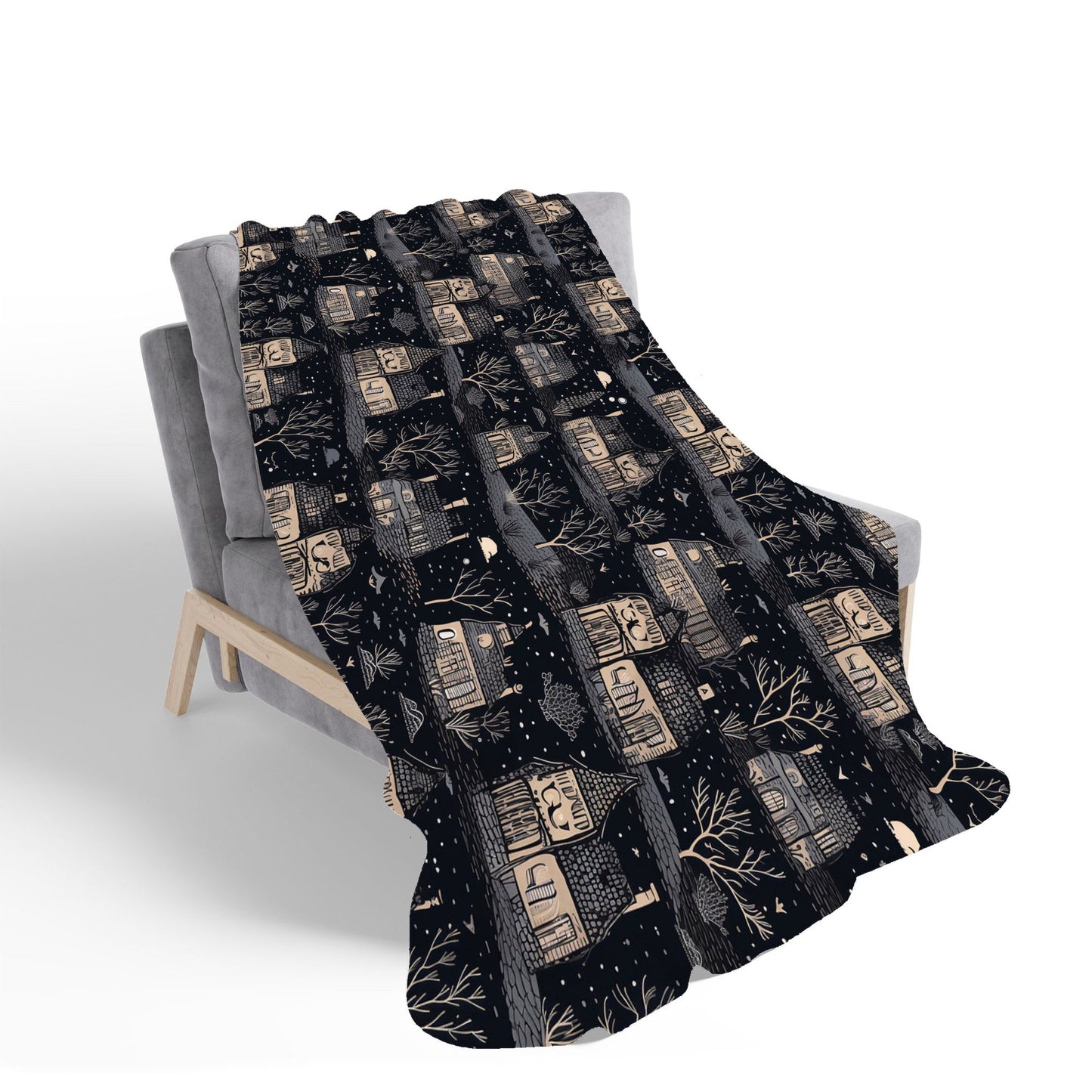 Spooky Haunted Houses Sherpa Blanket