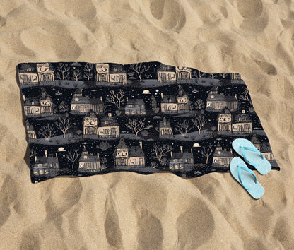 Spooky Haunted Houses Beach Towel