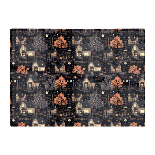 Spooky Haunted Houses Pattern Glass Chopping Board