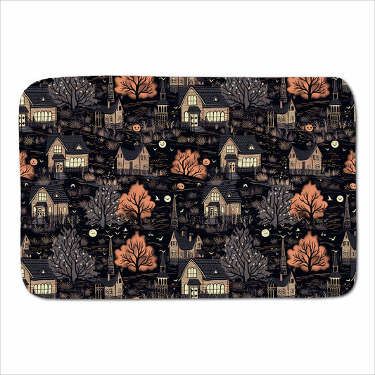 Spooky Haunted Houses Pattern Sherpa Blanket