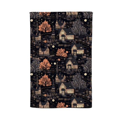 Spooky Haunted Houses Pattern Tea Towel