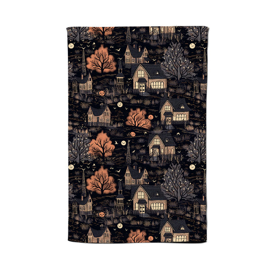 Spooky Haunted Houses Pattern Tea Towel
