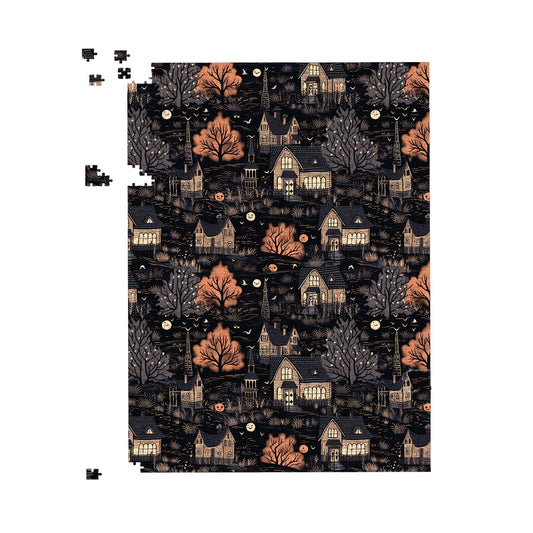 Spooky Haunted Houses Pattern Jigsaw Puzzle
