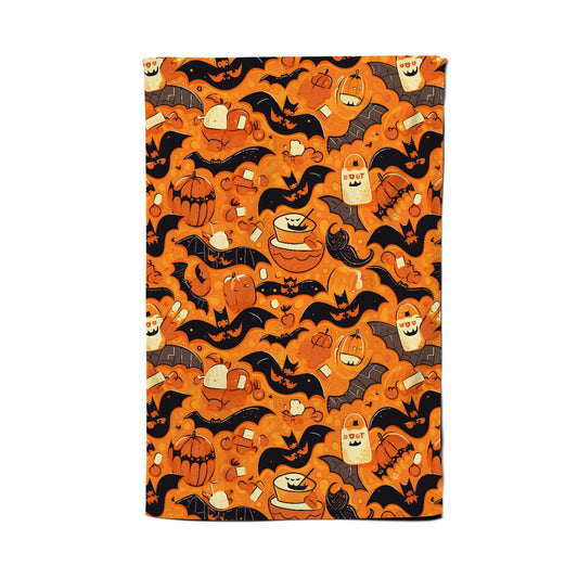 Candy-Filled Treat Bags And Bats Tea Towel
