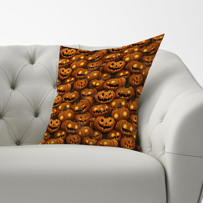 Grinning Lanterns Pumpkins With Glowing Eyes Cushions