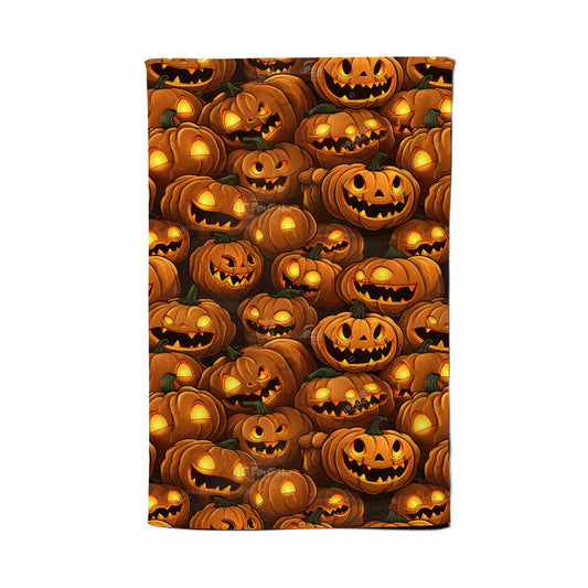 Grinning Lanterns Pumpkins With Glowing Eyes Tea Towel