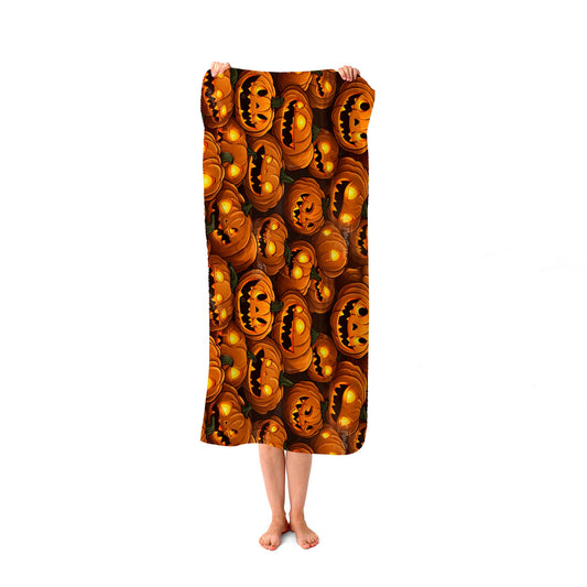 Grinning Lanterns Pumpkins Beach Towel