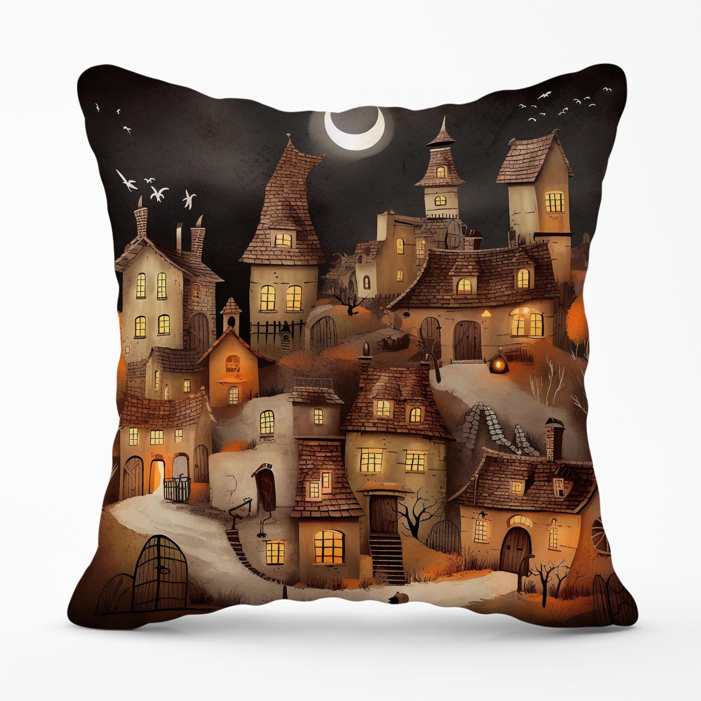 Spooky Halloween Village Cushions