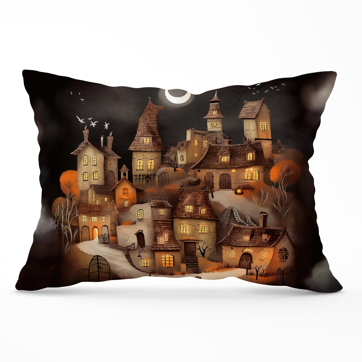 Spooky Halloween Village Cushions