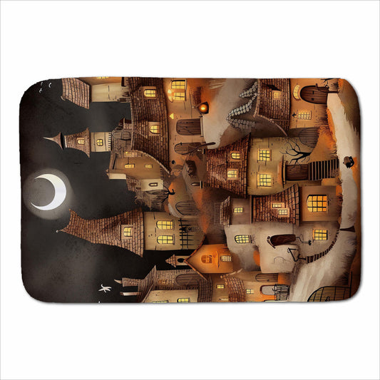 Spooky Halloween Village Sherpa Blanket