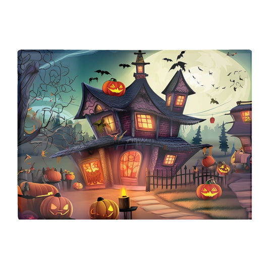 Spooky Halloween House Glass Chopping Board