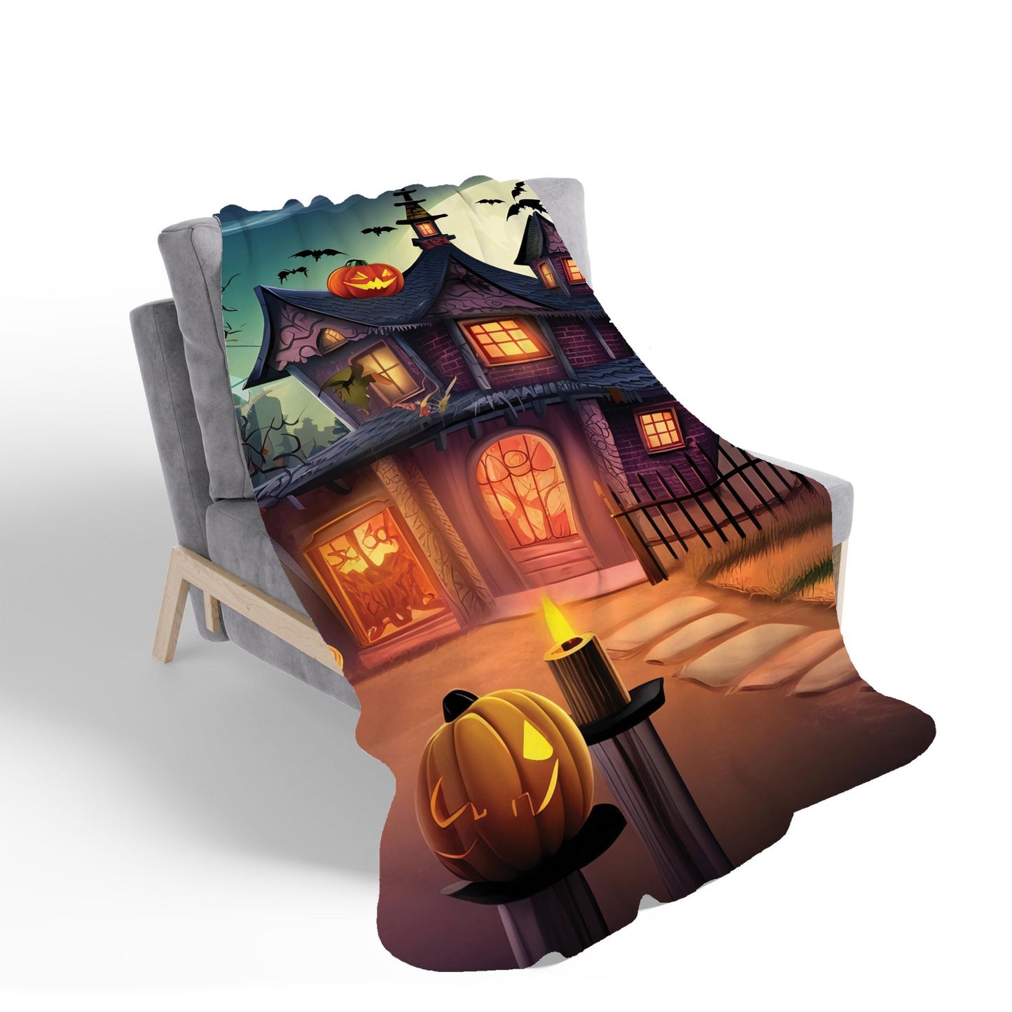 Spooky Halloween House Sherpa Blanket