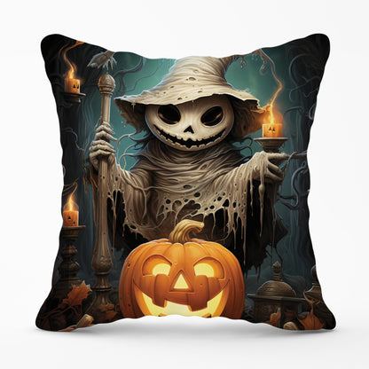 Creepy Ghost With Pumpkins Cushions