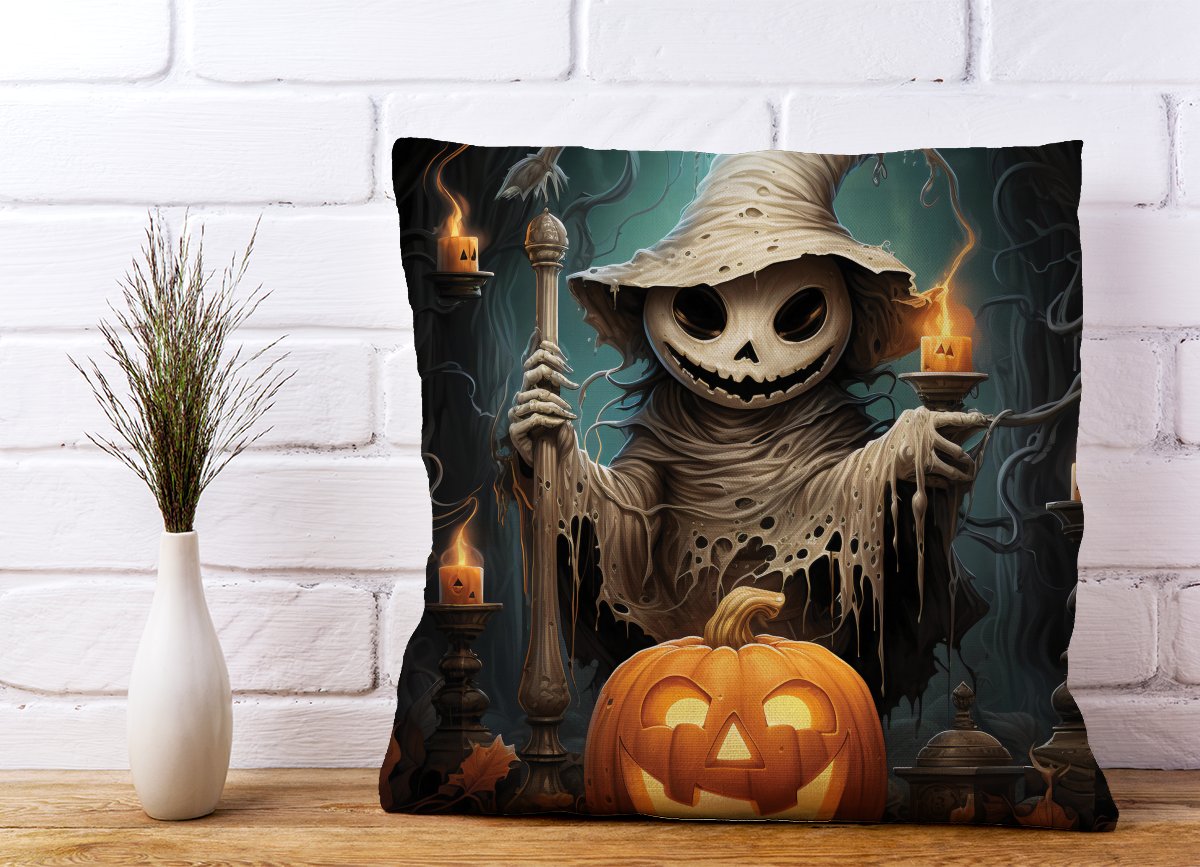 Creepy Ghost With Pumpkins Cushions