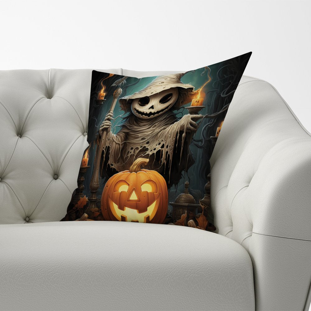 Creepy Ghost With Pumpkins Cushions