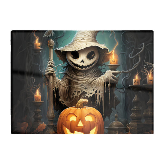 Creepy Ghost With Pumpkins Glass Chopping Board