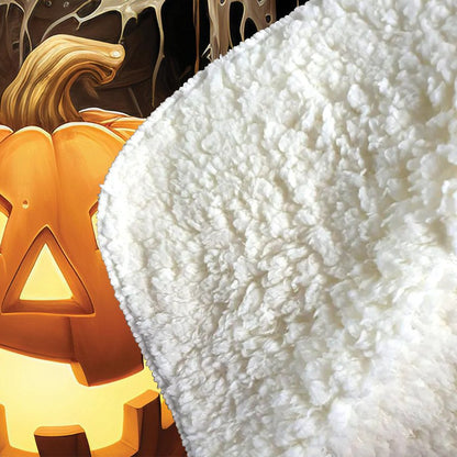 Creepy Ghost With Pumpkins Sherpa Blanket