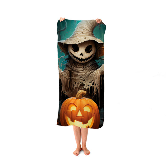 Creepy Ghost With Pumpkins Beach Towel