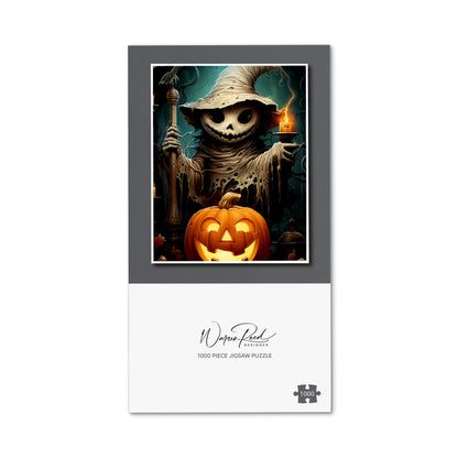 Creepy Ghost With Pumpkins Jigsaw Puzzle