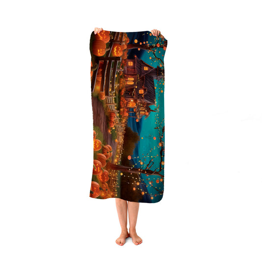 Enchanted Hallowen Pumpkin Patch Beach Towel