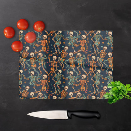 Dancing Skeletons Glass Chopping Board