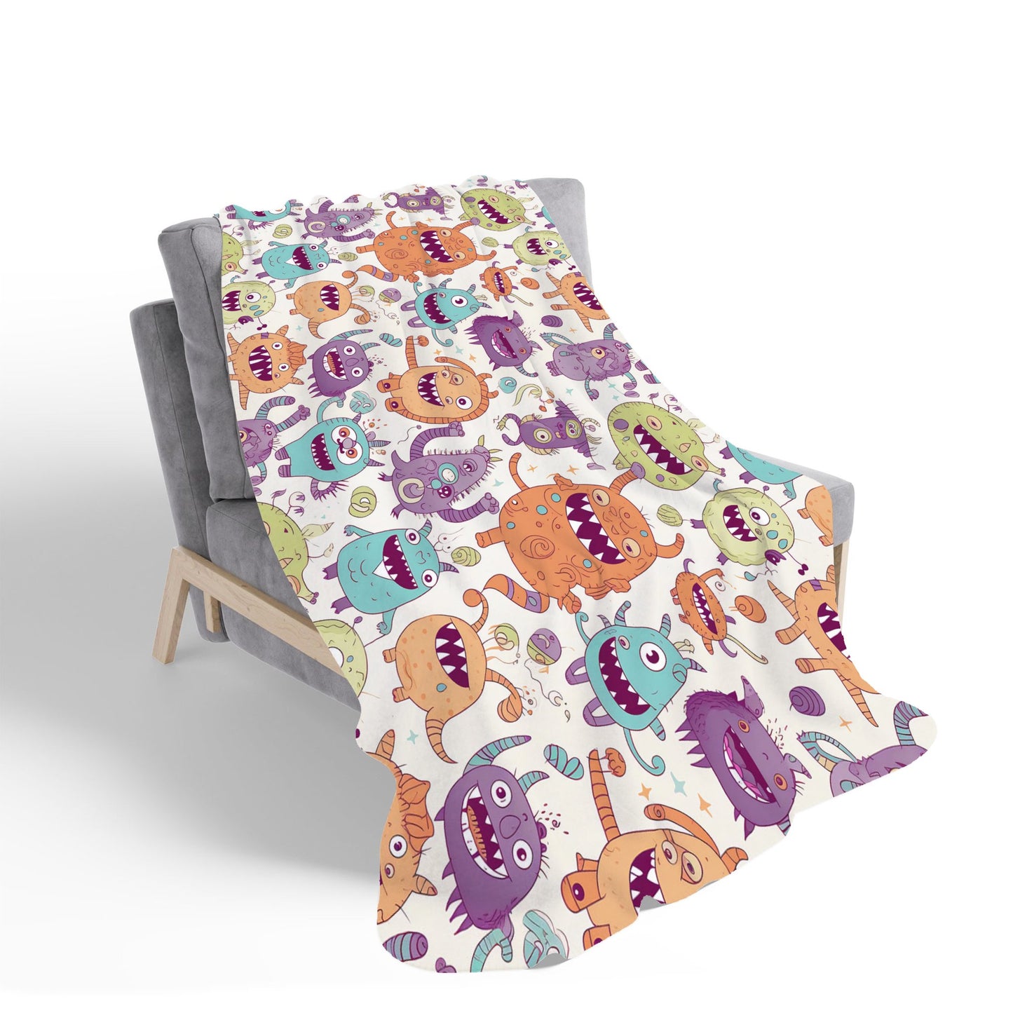 Playful Halloween Monsters Sherpa Blanket