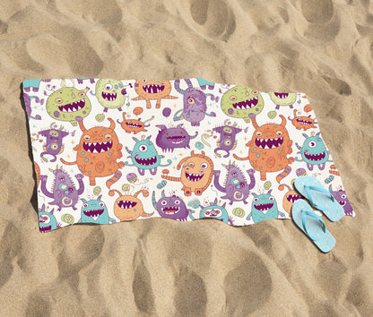 Playful Halloween Monsters Beach Towel