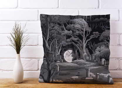 Eerie Moonlit Cemetery Cushions