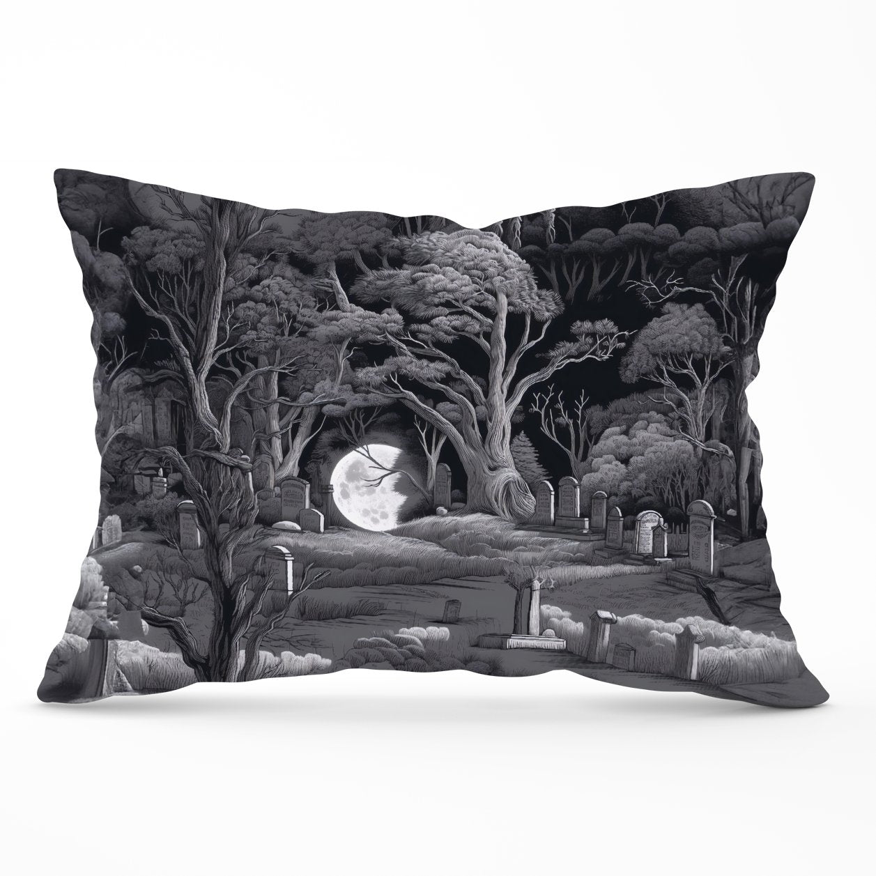 Eerie Moonlit Cemetery Cushions