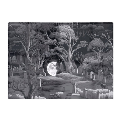 Eerie Moonlit Cemetery Glass Chopping Board