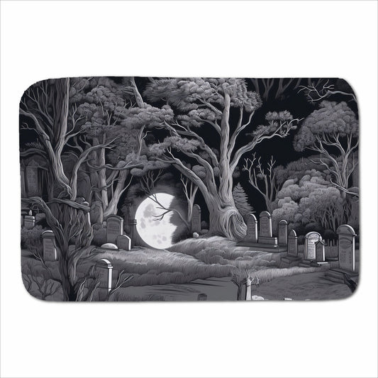 Eerie Moonlit Cemetery Sherpa Blanket