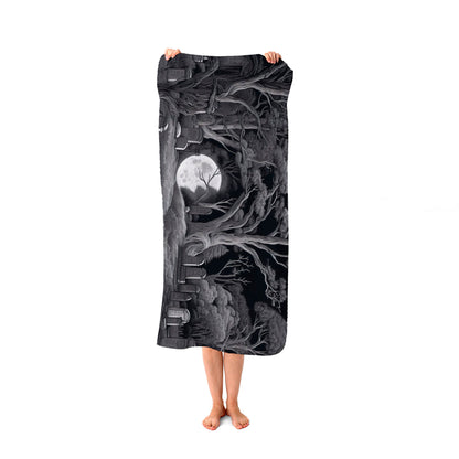 Eerie Moonlit Cemetery Beach Towel