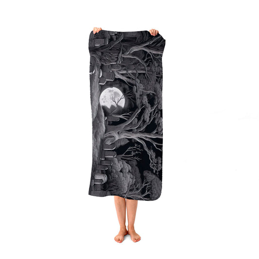 Eerie Moonlit Cemetery Beach Towel